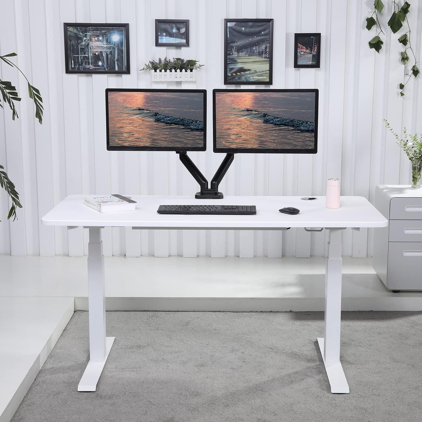 Elite K Series 60" X 27" Electric Height Adjustable Standing Desk with LED Memory Controller White