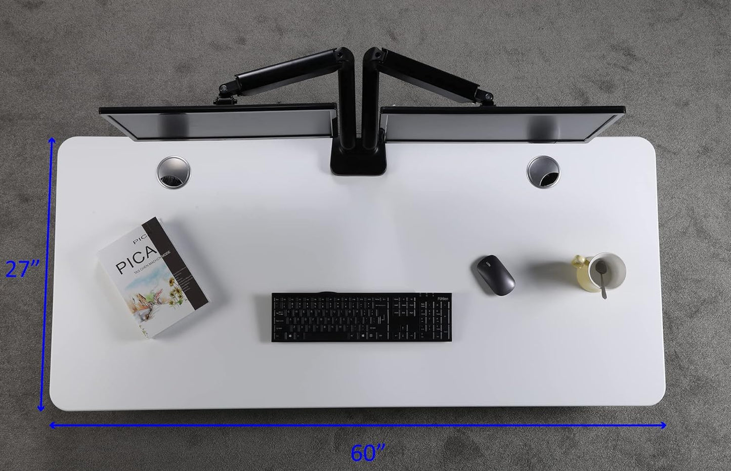 Elite K Series 60" X 27" Electric Height Adjustable Standing Desk with LED Memory Controller White