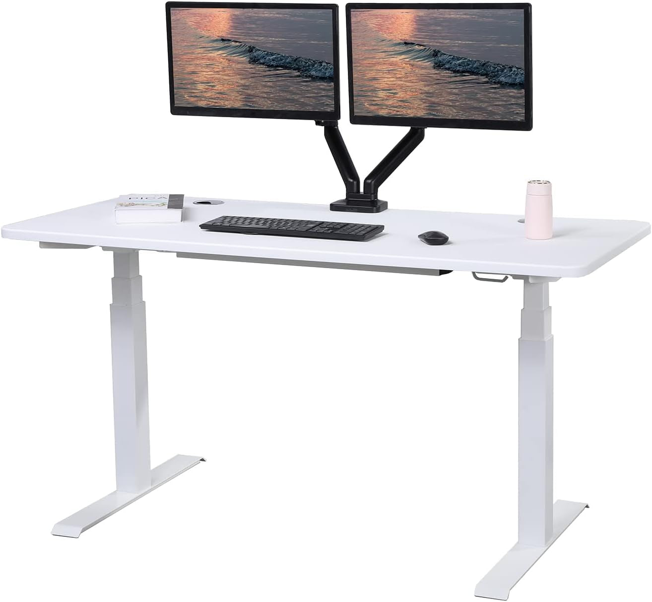 Elite K Series 60" X 27" Electric Height Adjustable Standing Desk with LED Memory Controller White