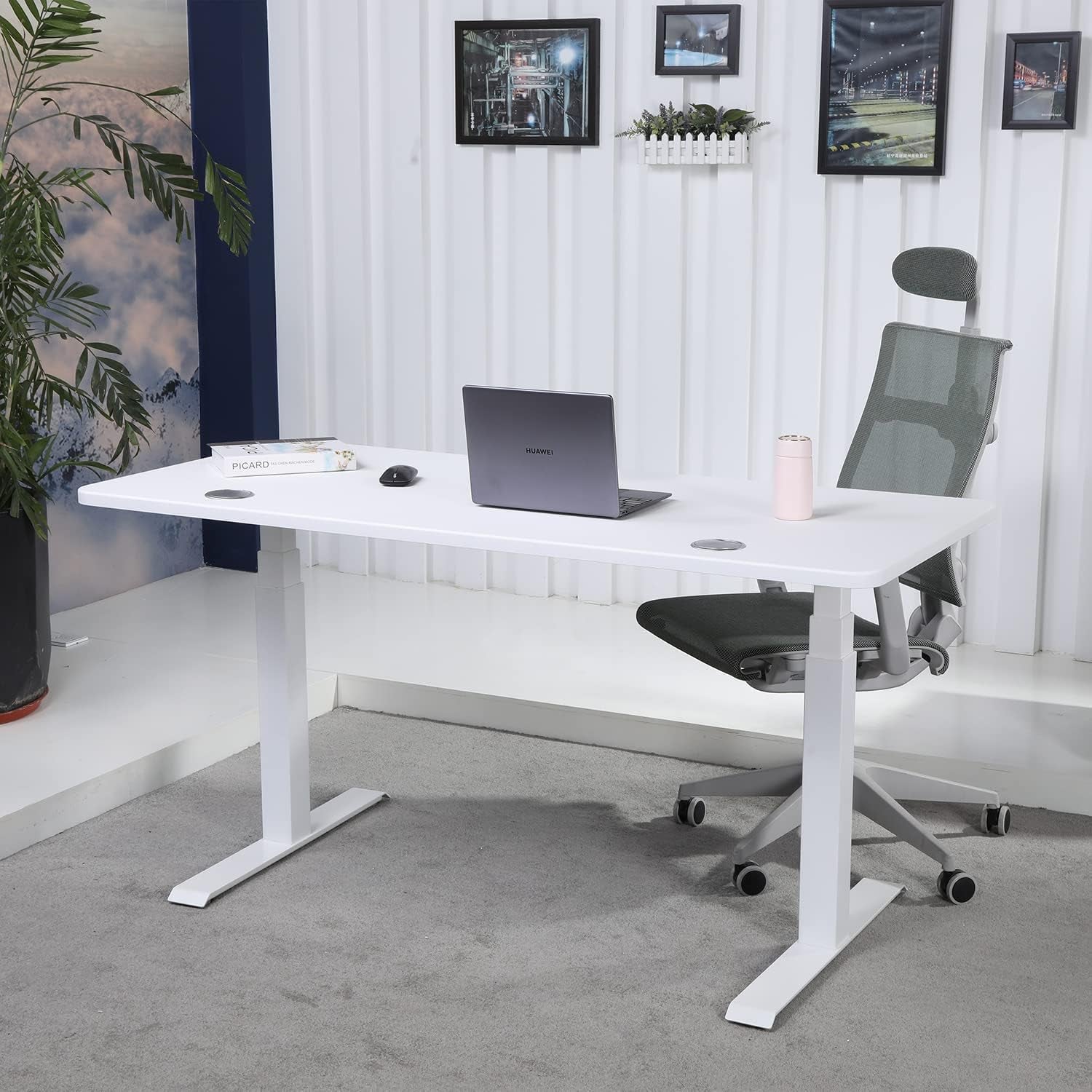 Elite K Series 60" X 27" Electric Height Adjustable Standing Desk with LED Memory Controller White