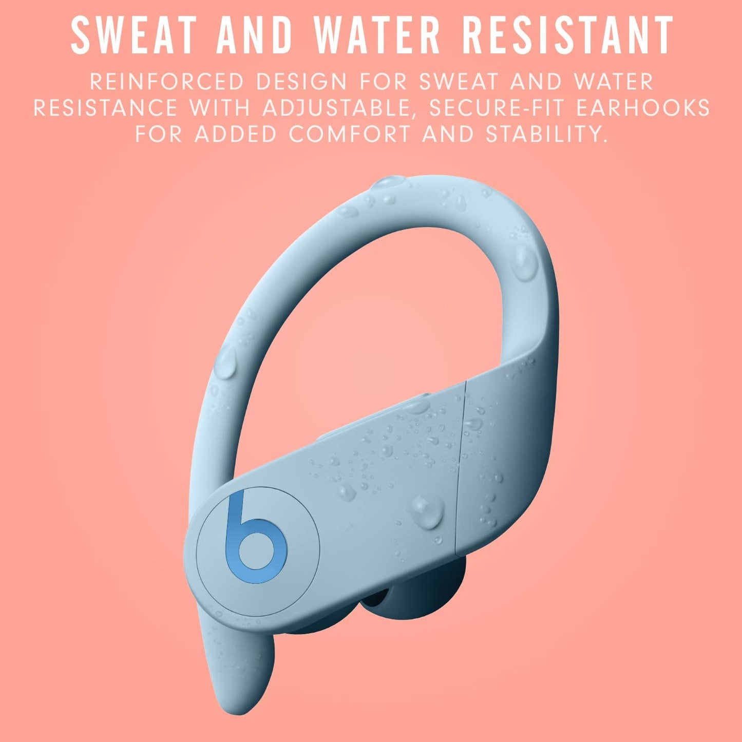 Professional title: 
```Power Pro Wireless Earbuds with H1 Headphone Chip, Class 1 Bluetooth, 9 Hours Listening Time, Sweat Resistant, Built-In Microphone - Glacier Blue```