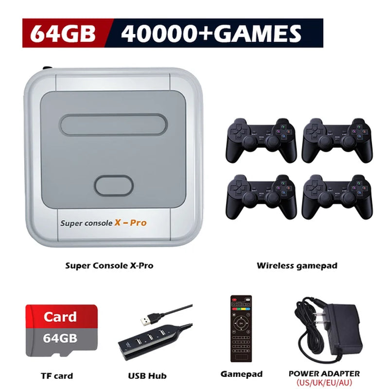 Super Console X Pro Retro Video Game Consoles with 60000 Classic Game for Dc/Naomi/Mame/ TV Box Wifi 4K HD Portable Game Player