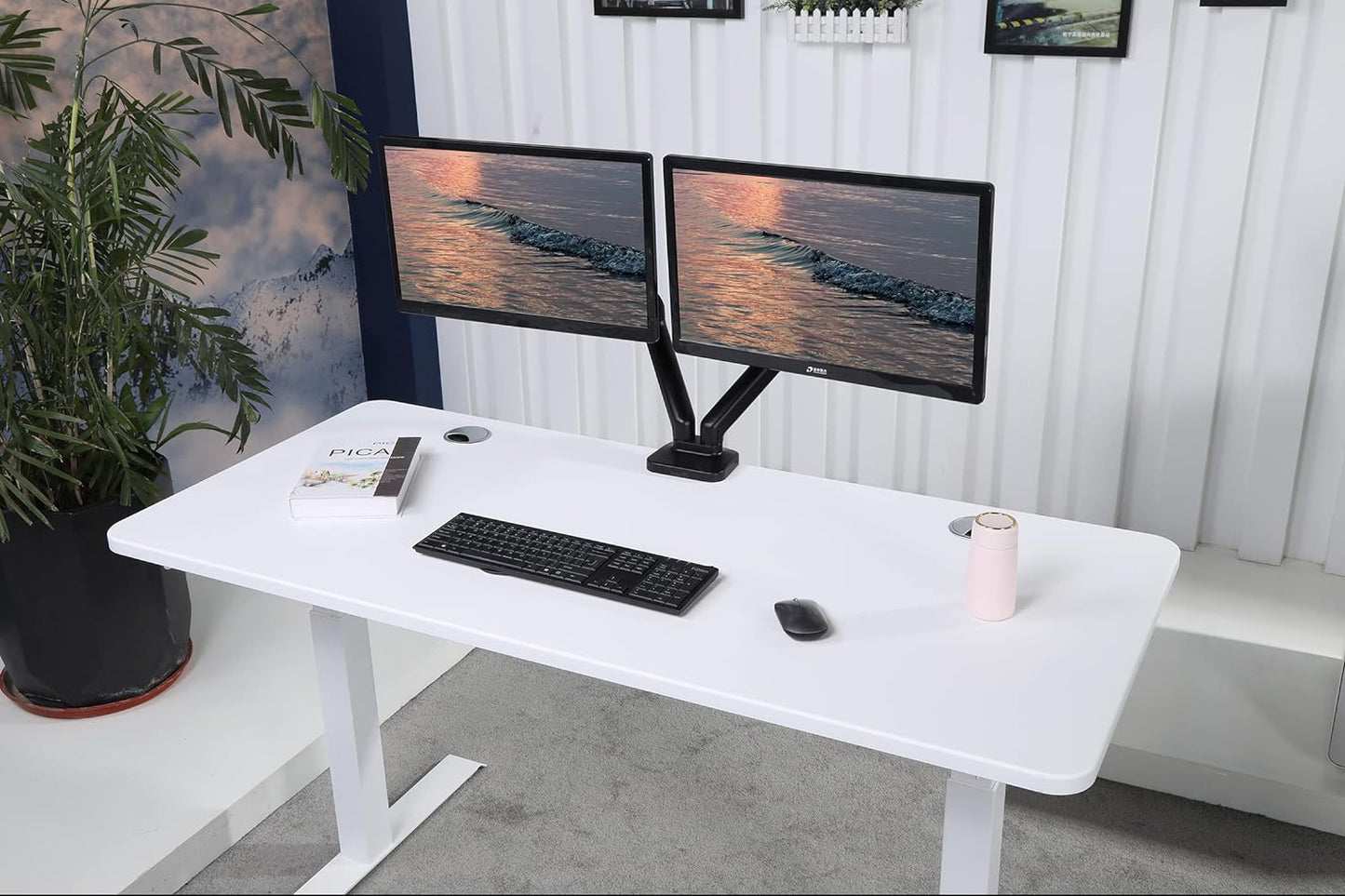 Elite K Series 60" X 27" Electric Height Adjustable Standing Desk with LED Memory Controller White