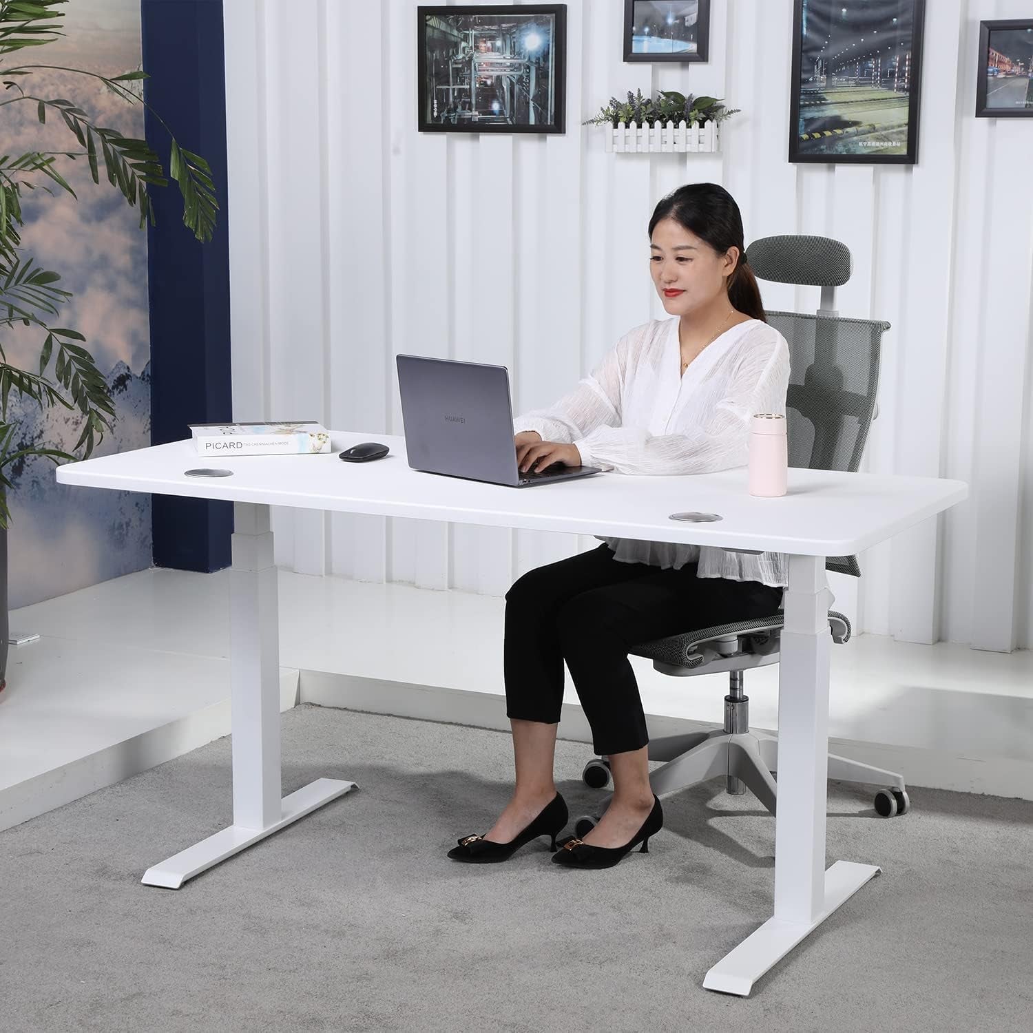 Elite K Series 60" X 27" Electric Height Adjustable Standing Desk with LED Memory Controller White