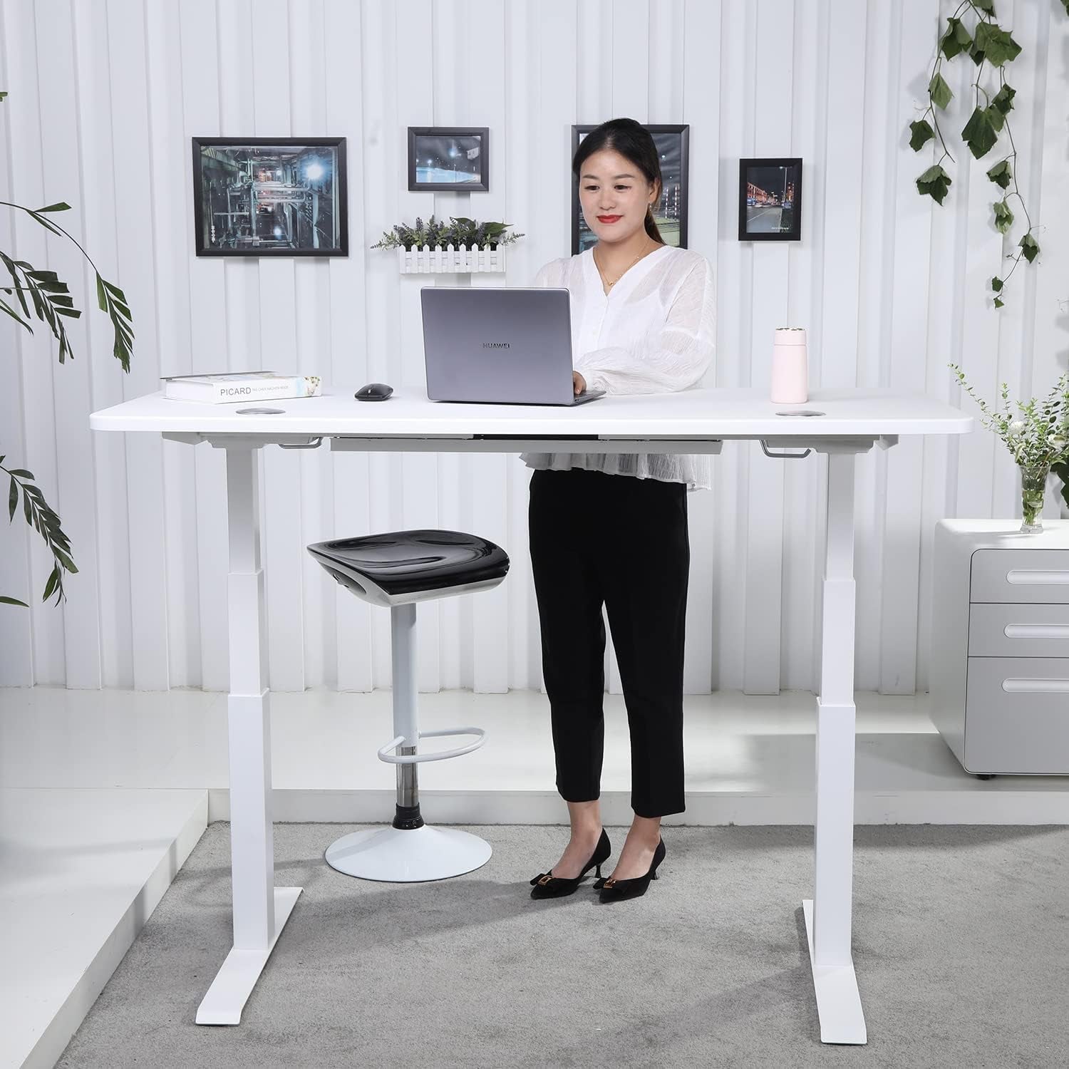 Elite K Series 60" X 27" Electric Height Adjustable Standing Desk with LED Memory Controller White