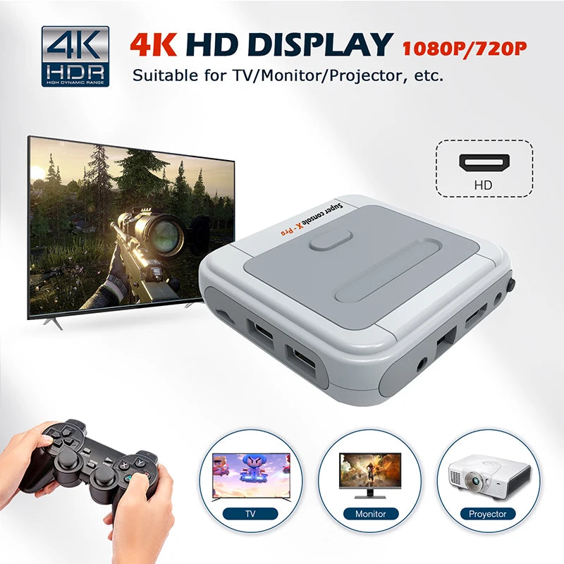 Super Console X Pro Retro Video Game Consoles with 60000 Classic Game for Dc/Naomi/Mame/ TV Box Wifi 4K HD Portable Game Player