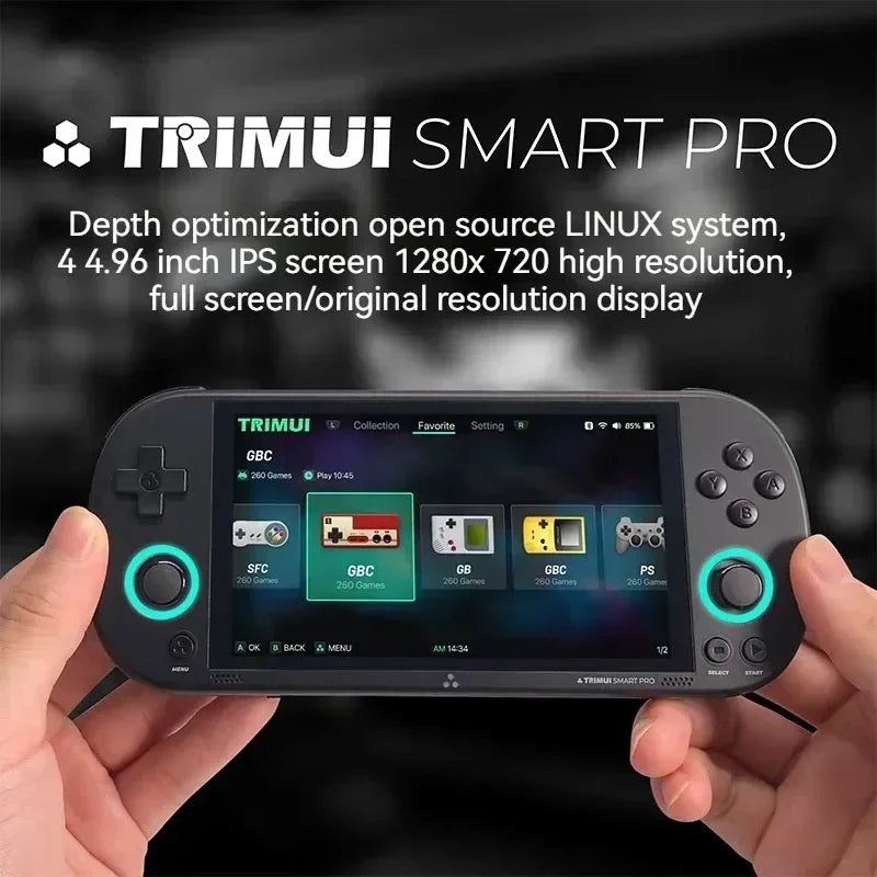 Trimui Smart Pro Vintage Handheld Game Console Wireless Handheld Gamer Console Retro Arcade 4.96 Inch HD IPS Screen Game Console